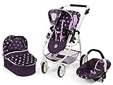 Bayer Chic 2000 637 71 Kombi-Puppenwagen Emotion 3-in-1 All In, Stars lila