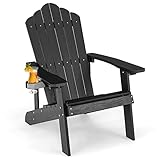 COSTWAY Adirondack Stuhl mit Getränkehalter, wetterfester Gartenstuhl, Gartensessel aus Kunststoff,...