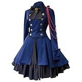 Mittelalter Kleid Damen mit Schleife, Gothic Kleidung Damen Kleider, Retro Rüschen Abendkleider mit...