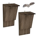 Relaxdays Fledermauskasten, 2er Set, Unterschlupf für Fledermäuse, HBT 34 x 22,5 x 12,5 cm,...