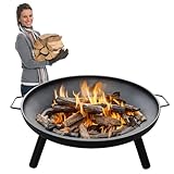 Feuerschale Feuerstelle Ø 60 cm für Lagerfeuer im Garten oder auf der Terrasse mit 2 Tragegriffen...