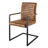 Invicta Interior riess-Ambiente Freischwinger Stuhl LOFT Vintage braun mit Armlehne Schwingerstuhl...