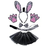 Zebras Ohren Haarreifen Tier Halsband Set Cartoon Stirnbänder Kopfschmuck Schwanz Cosplay Tier und...