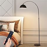 Dimmbare schwarze Bogen-Stehlampe mit Fernbedienung & Fußschalter – moderne Industrie-Stil hohe...