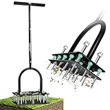 VIBINHO Rasenlüfter, 15 Zinken Aerifizierer für Rasen, Automatische Reinigung von Laub und Schmutz...