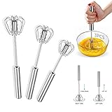 MEISHANG 3 PCS Halbautomatischer Schneebesen,Küchen Schneebesen,Ballonschneebesen,Schneebesen...