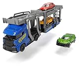 Dickie Toys 203745008 Car Carrier, Autotransporter für 3 Autos, inkl. 3 Spielzeugautos, 2...