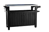 Keter Unity XL BBQ Beistelltisch, Abmessungen 134x51.7x89.6cm, grau, wetterfest, Arbeitsplatte aus...