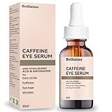 Koffein Augenserum Anti-Aging, Augencreme gegen Falten und Augenringe mit Hyaluronsäure und...