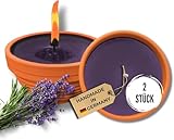 Lavalis 2X Lavendel Kerze mit Duft in Terrakotta-Schale, Alternative zu Citronella-Kerze,...