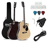 Rocktile WSD-8CE-NT Slim Line Westerngitarren Set - Dreadnought Akustik Gitarre - Westerngitarre mit...