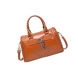 Punk Styles Totenkopf-Handtasche, großes Fassungsvermögen, Nieten, Arzttasche mit verstellbarem...