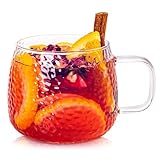 KONZEPT Teegläser mit Henkel 2 er Set, Teetasse 420 ml, Tassen Set aus Borosilikatglas, ideal für...