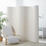 Homestyle4u Paravent Raumteiler Innen Bambus Weiß 200cm hoch Raumtrenner Trennwand Rollbar...