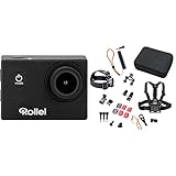 Rollei Actioncam 372 - Action-Camcorder - Schwarz & 21639 Actioncam Zubehör Set Outdoor -...