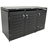 DEGAMO Mülltonnenbox 3-er Mülltonnenhaus KÖLN für 3X kleine Tonnen 120 Liter, Stahl verzinkt,...