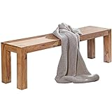 FineBuy Esszimmer Sitzbank Massiv-Holz Akazie 160 x 45 x 35 cm Design Holz-Bank Natur-Produkt...