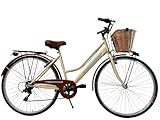 MADICKS Damen-Fahrrad Holland, Größe 28, Vintage, Retro, mit Korb in Beige, mit Gangschaltung...