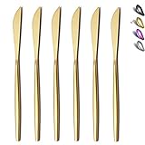 HOMQUEN Menümesser 6-Teilig, Edelstahl Matt Gold Menümesser, Robustes Buttermesser, Modernes...