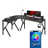 huzaro Hero 6.3 RGB | Eckschreibtisch Gaming Tisch mit RGB-Beleuchtung | Steuerung per App oder...