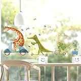 WandSticker4U®- Fensterbilder Kinder Tiere GIRAFFE & KROKODIE selbstklebend I Fenstersticker Kinder...