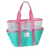 Strandtaschen für Damen – Große wiederverwendbare Netztasche für Pool, Organisation für Haus,...