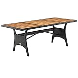 Casaria® Polyrattan Gartentisch mit Ablage FSC®- zertifiziertes Akazienholz 190x90cm...