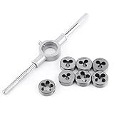 Gewindeschneider Set, 7pcs M3-M12 Schneideisen+1pcs M25 Schneideisenhalter, Schraubenschlüssel für...