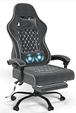 Devoko Massage Gaming Stuhl, Racing Gamer Stuhl aus weichem Hightech-Stoff mit...