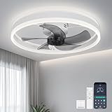 Oraymin Deckenventilator mit Beleuchtung mit App und Fernbedienung Steuerbar, 55W Reversible...