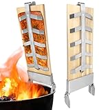 Suusolny 4er Set Flammlachsbrett Flammlachsbretter mit Edelstahl-Halterung Grillzubehör für...