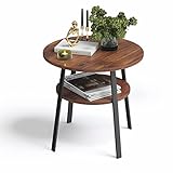 stardis Beistelltisch rund stabiles Metallgestell/Holz Ø52xH 54 cm, 2 Ablagen Nachttisch Couchtisch...