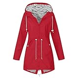 Komiseup Regenjacke Damen Wasserdicht Atmungsaktiv Softshelljacke Elegant Einfarbig Regenmantel...