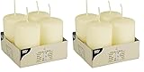 4 Stumpenkerzen Ø 50 mm · 80 mm elfenbein 'Ivory' mit Flachkopf (Packung mit 2)
