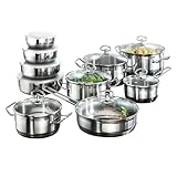 Karcher Topfset Jasmin 20-teilig | Edelstahl Kochtopf Set Induktion inkl. Glasdeckel | Töpfe &...