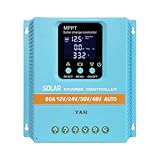 Y&H MPPT 80A Solarladeregler 12V 24V 36V 48V LCD Display Batterie Intelligenter Regler Max 100V...