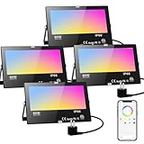 RGB LED Strahler Außen Kaltweiß 80W Fluter Smart Flutlicht Bunt Mit Bluetooth APP-Steuerung IP66...