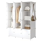 JOISCOPE DIY tragbarer Kleiderschrank, platzsparender modularer Kunststoffschrank mit Türen mit...