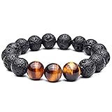 Lion & Son Lava-Armband Tigeraugen-Perlen Buddha-Armband Herren-Schmuck Braun Schwarz Handmade...