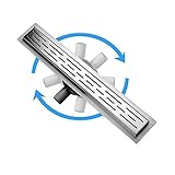 S SIENOC Duschrinne, 60cm,360?,Siphon mit Geruchsstop und Haarsieb Randablauf Befliesbar Edelstahl...