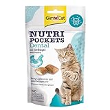 GimCat Nutri Pockets Dental - Knuspriger Katzensnack mit cremiger Füllung und funktionalen...