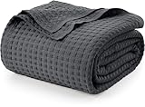 Utopia Bedding Baumwoll Waffeldecke 300 GSM (Anthrazitgrau - 228 x 182 cm), weiche, leichte,...