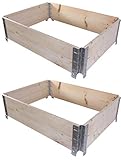 BigDean 2X Palettenrahmen für Hochbeet 80 x 60 x 20 cm = halbe Europalette - Holzrahmen faltbar,...