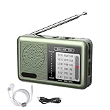 Am FM-Radio, tragbar, mit Kopfhörern, wiederaufladbarer Akku, Kurzwellenempfänger für Reisen,...