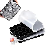 2 Stück 37-Fach Eiswürfelform, Silikon Eiswürfelform mit Deckel, Auslaufsichere Eiswuerfel Form,...