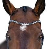 MagicTack Stirnriemen für Pferde Größe Warmblut Farbe blau, Silber (43cm)