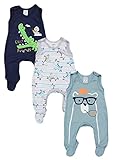 TupTam Baby Jungen Strampler mit Aufdruck Spruch 3er Pack, Farbe: Farbenmix 5, Größe: 74