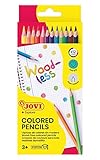 Jovi Buntstifte Woodless, holzfrei, 3-kant Form, ab 3 Jahren, bruchsicher, 12 Farben in einer...