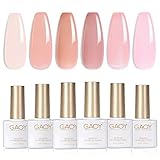 GAOY Jelly Gel Nagellack Set mit 6 Farben, Nude Pink Transparente Farben Gel Nagellack Set, UV LED...
