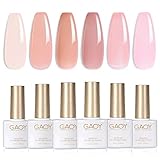 GAOY Jelly Gel Nagellack Set mit 6 Farben, Nude Pink Transparente Farben Gel Nagellack Set, UV LED...